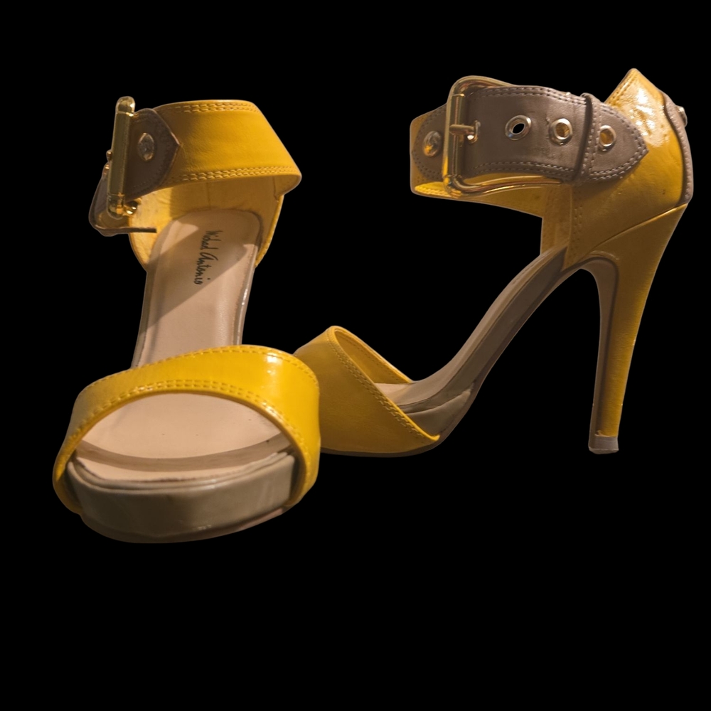 Michael Antonio Yellow High Heel Sandals with Ankle Strap